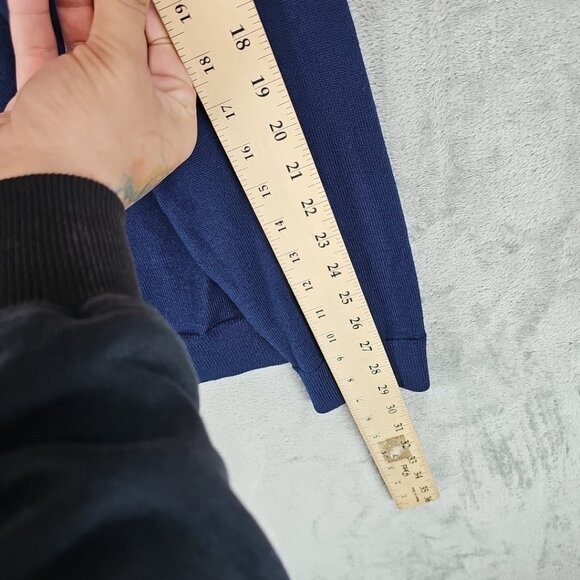 Nordstrom Washable Merino Wool Sweater Mens Size L Navy Blue 1/4 Zip Mock Neck - Picture 6 of 7